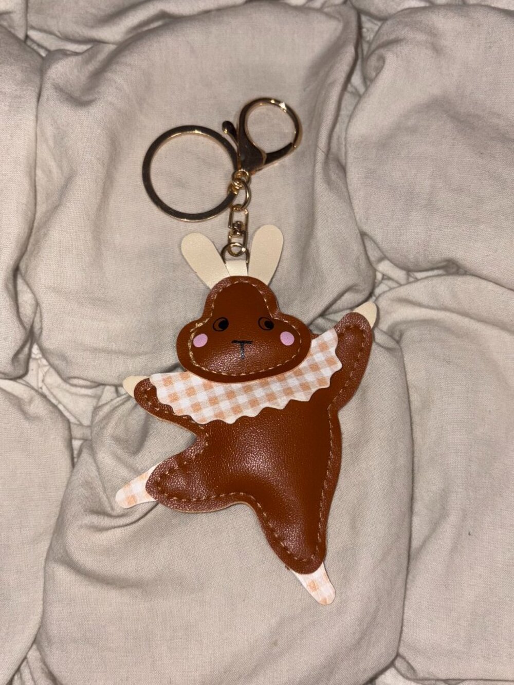 Free People Onyx & plaid Ballerina Bunny Vegan Leather Bag Charm